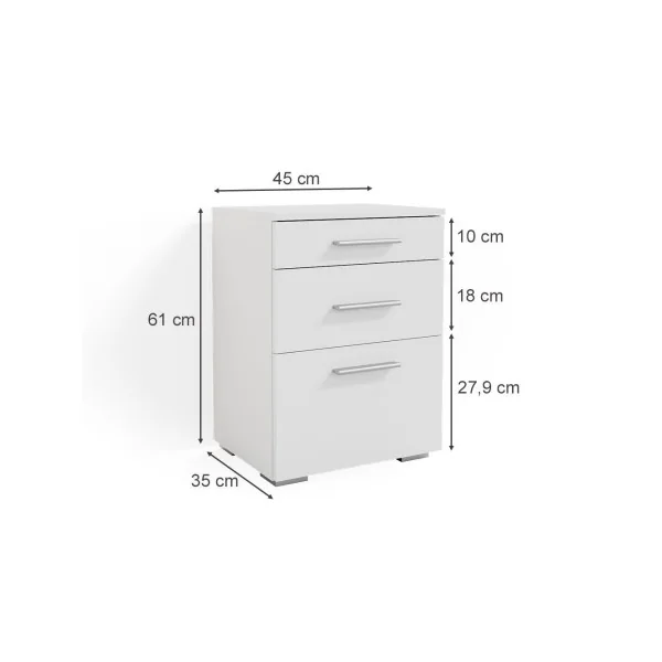 Table de chevet blanche 2 tiroirs 1 placard Table de nuit en bois Chevet de lit moderne