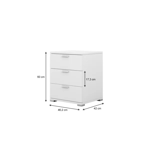 Table de chevet blanche 3 tiroirs Table de nuit en bois Chevet de lit moderne