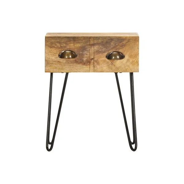 Table de Chevet Bois de Manguier Table de Nuit Bois Massif Rétro Pied Epingle