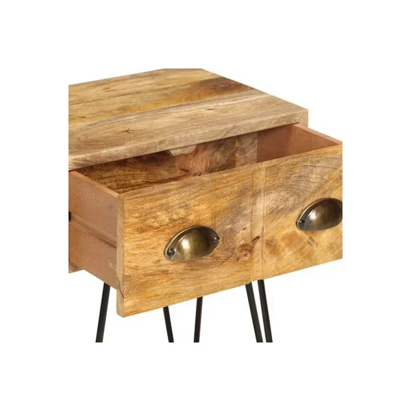 Table de Chevet Bois de Manguier Table de Nuit Bois Massif Rétro Pied Epingle