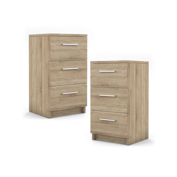 Table de chevet chêne 66 cm (lot de 2) Table de nuit en bois Chevet de lit