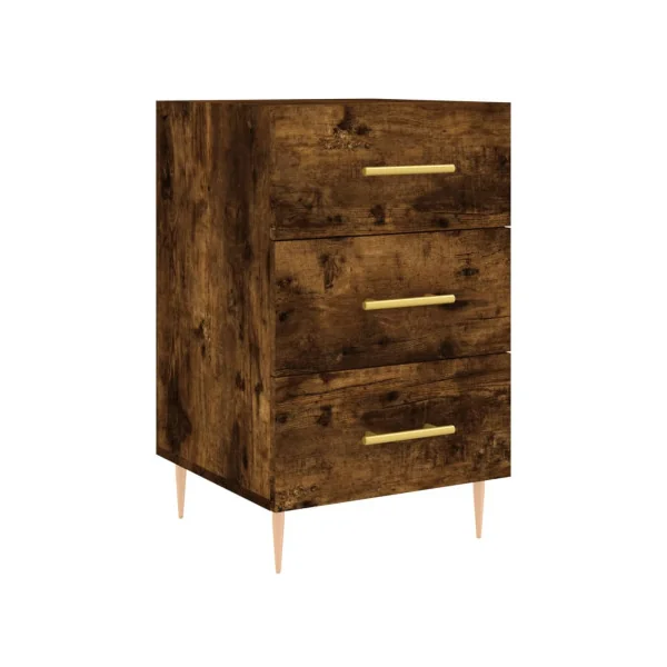 Table de Chevet Chêne Fumé 3 Tiroirs Table de Nuit Tendance