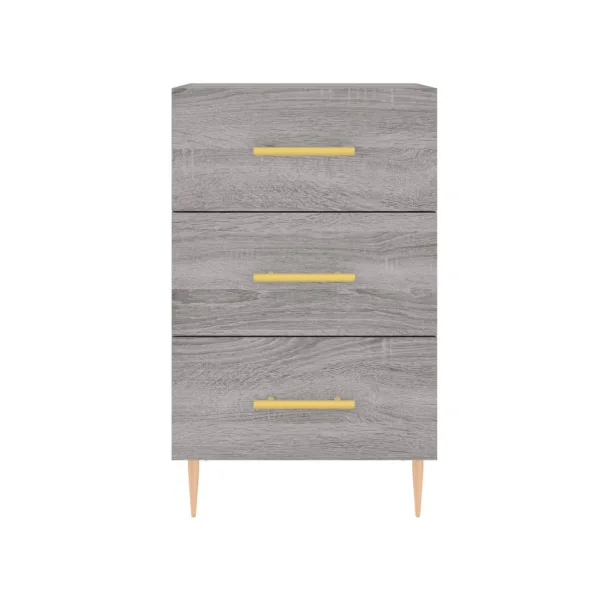 Table de Chevet Chêne Gris 3 Tiroirs Table de Nuit Tendance