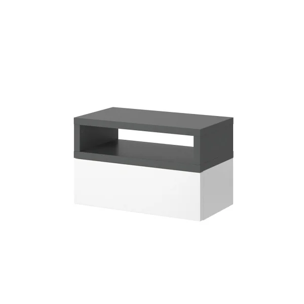 Table de chevet design blanche et anthracite Table de nuit moderne 1 tiroir