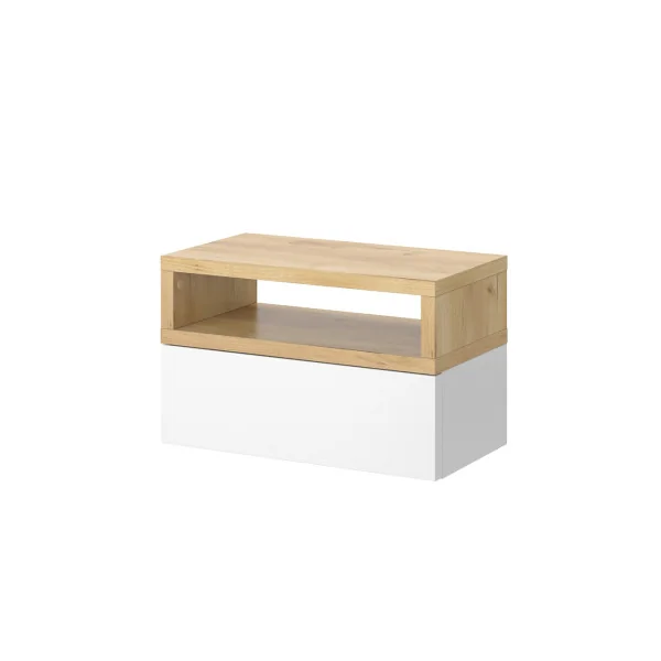 Table de chevet design blanche et chêne Table de nuit moderne 1 tiroir