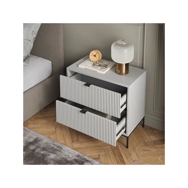 Table de chevet grise design Table chevet gris Table nuit en bois et métal