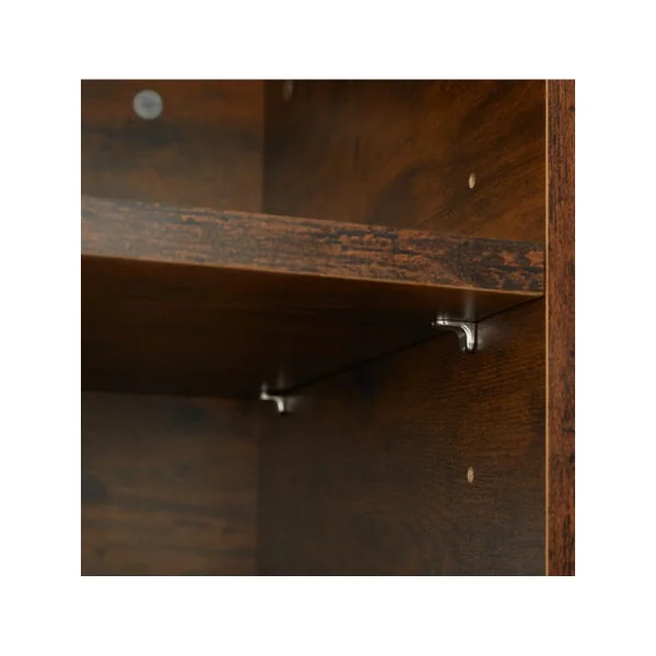 Table de chevet industrielle avec placard Table de nuit industrielle Chevet chambre en métal et bois foncé