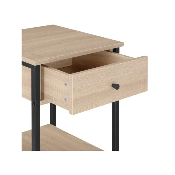 Table de chevet industrielle Table de nuit industrielle Chevet chambre en métal et bois clair
