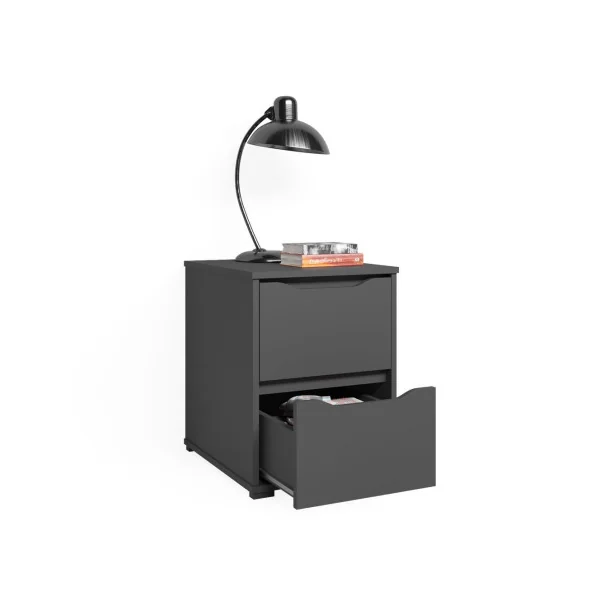 Table de chevet moderne 2 tiroirs anthracite Table de nuit grise Chevet de chambre