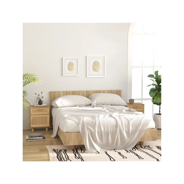 Table de Chevet Pin Massif et Cannage Table de Nuit Tendance