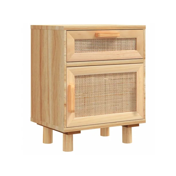 Table de Chevet Pin Massif et Cannage Table de Nuit Tendance