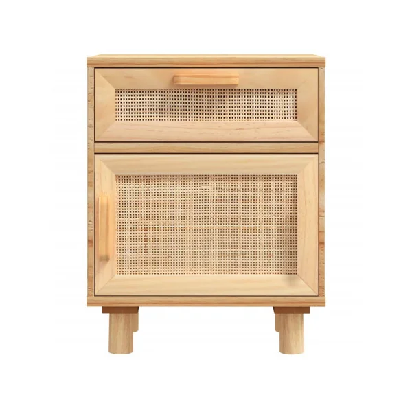 Table de Chevet Pin Massif et Cannage Table de Nuit Tendance
