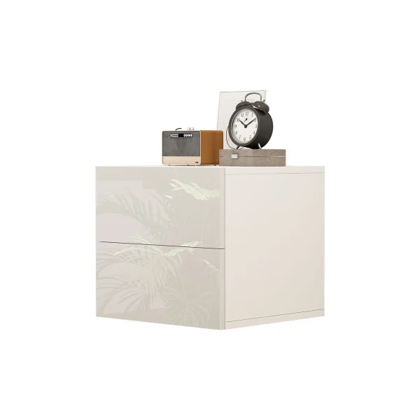 Table de chevet suspendue blanc brillante Table de nuit blanche Chevet de chambre
