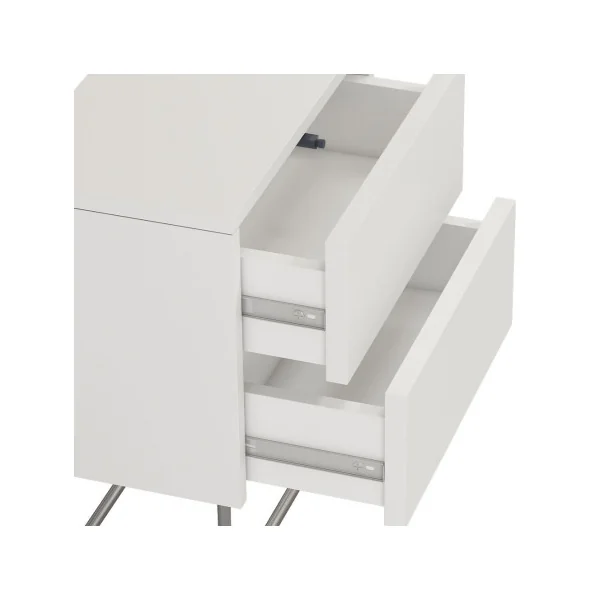 Table de chevet Tendance Blanc Table chevet 2 tiroirs Table nuit Blanche Design