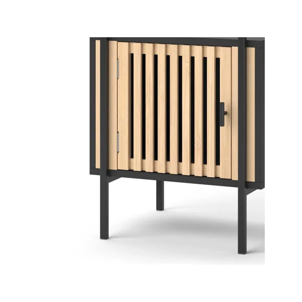 Table de Nuit avec Porte Bambou Table Chevet Industriel