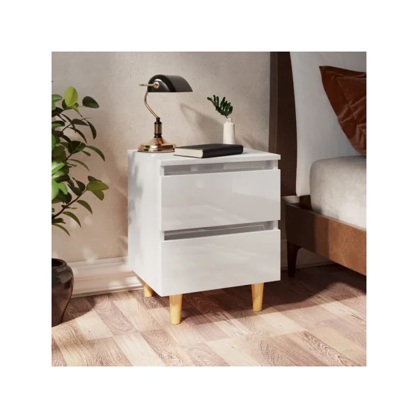 Table de nuit scandinave blanc brillant Table chevet chambre Table de nuit moderne
