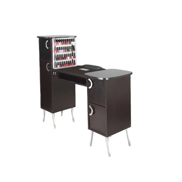 Table manucure professionnel avec présentation étagères et éclairage et aspirateur