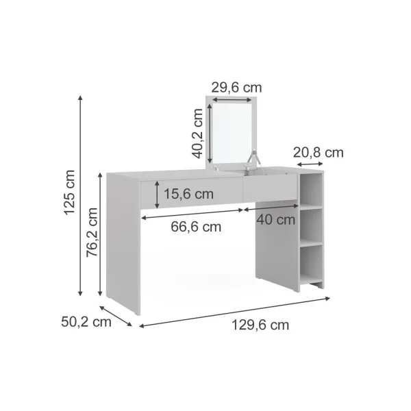 Table Maquillage 1 Tiroir Coiffeuse Blanche avec Miroir et Rangements