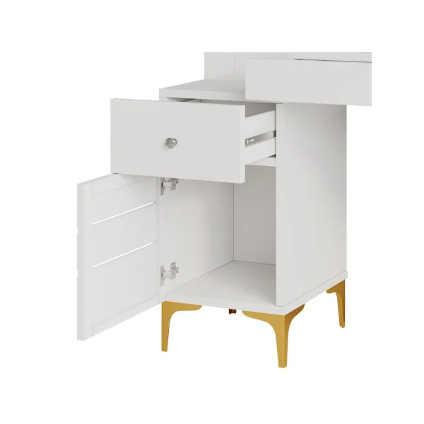 Table Maquillage 3 Tiroirs + Miroir LED Coiffeuse Blanche avec Miroir et Rangements