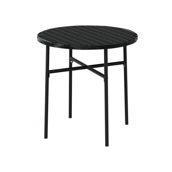 Table ronde pour balcon en polyrotin noir avec 2 chaises table jardin résine tressée