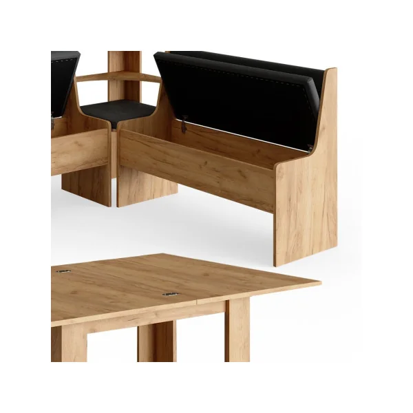 Table à manger avec banquettes et tabouret 150x150 cm chêne table de repas table cuisine