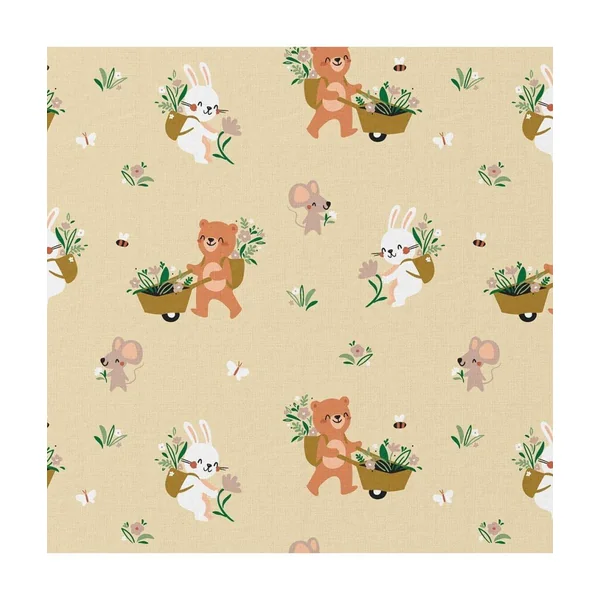 Tissu coton enfant oursons et lapins