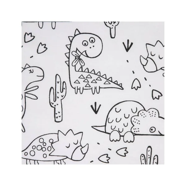Tissu coton enfant à colorier dinosaures préhistoriques