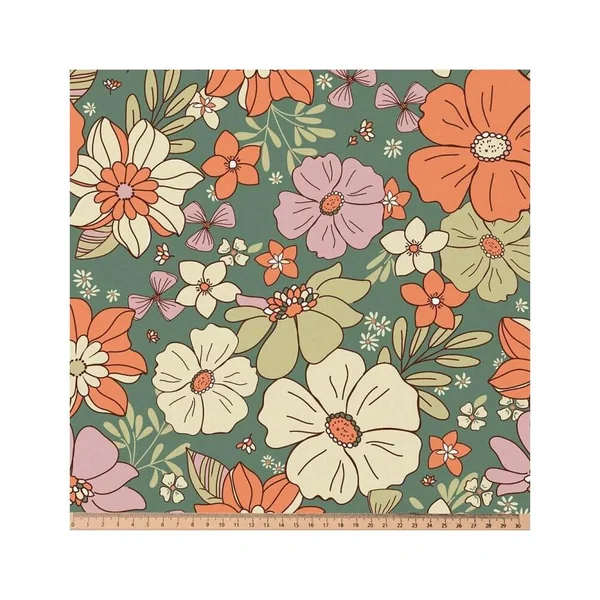 Tissu coton grosses fleurs