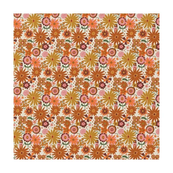 Tissu coton imprimé fleurs chicoré et jaune