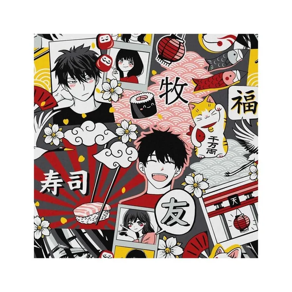 Tissu coton manga multicolore