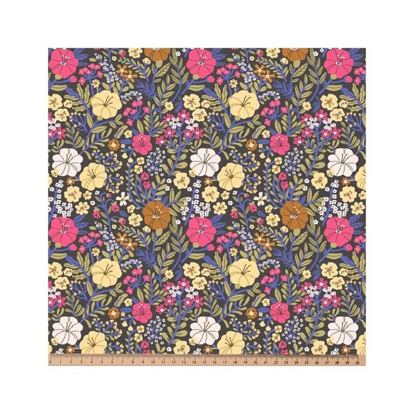Tissu coton popeline fleuri