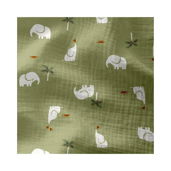 Tissu enfant double gaze éléphant