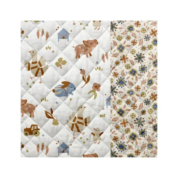 Tissu enfant matelassé coton animaux de la ferme