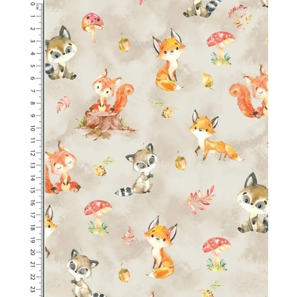 Tissu enfant sweat digital renards
