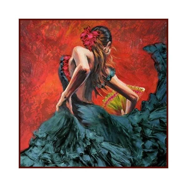 Tissu simili cuir 44x44 cm danseuse flamenco