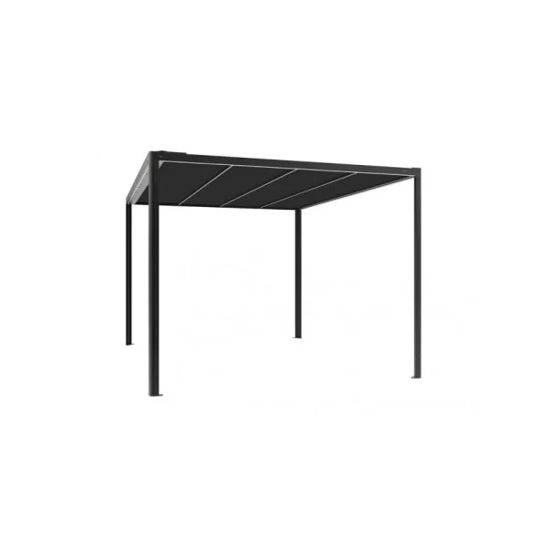 Tonnelle en Aluminium 3x3 m gris anthracite avec LED Toiture polyester Pergola de jardin