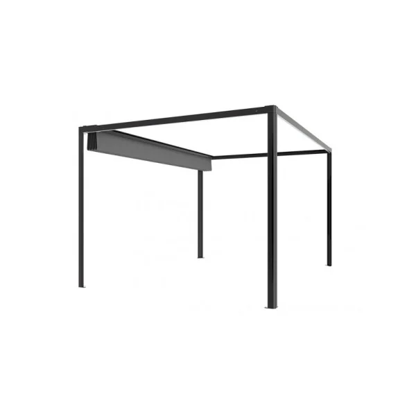 Tonnelle en Aluminium 3x3 m gris anthracite avec LED Toiture polyester Pergola de jardin