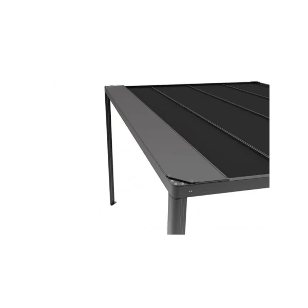 Tonnelle en Aluminium 3x3 m gris anthracite avec LED Toiture polyester Pergola de jardin