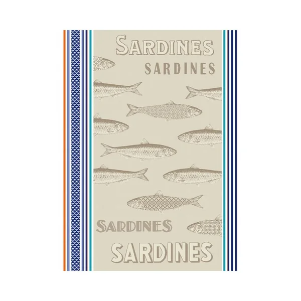 Torchon coton jacquard sardine 50x70