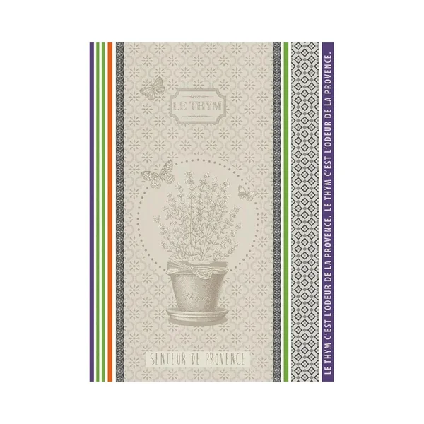 Torchon coton jacquard thym 50x70