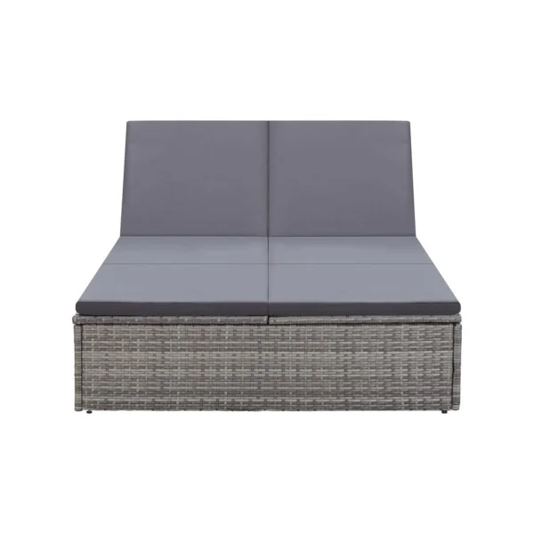 Transat chaise longue double résine tressée gris Bain de soleil transat jardin transat extérieur chaise longue jardin