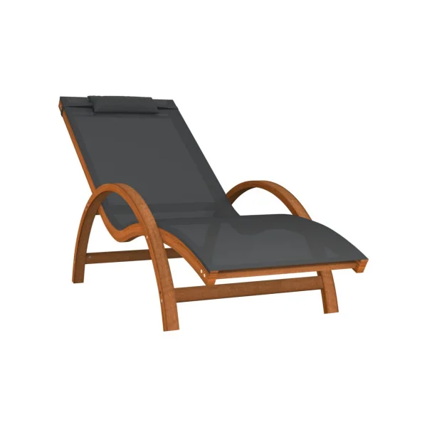 Transat de jardin gris 1 personne en peuplier Bain de soleil transat jardin transat extérieur chaise longue jardin