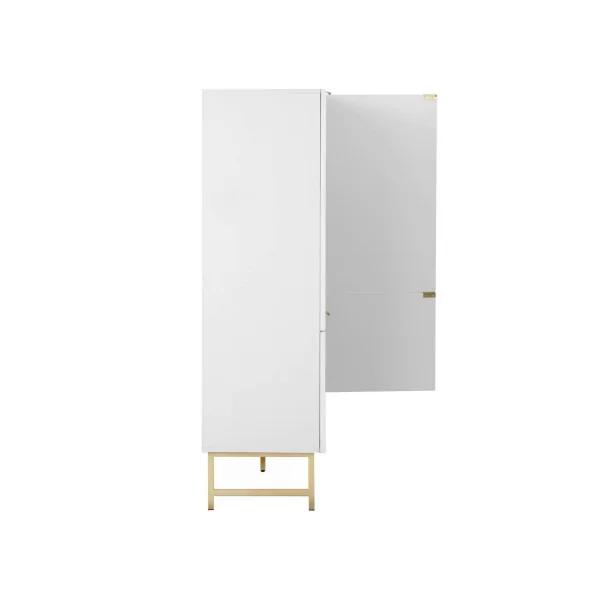Vaisselier Blanc graphique Buffet Haut Armoire de Salon blanche