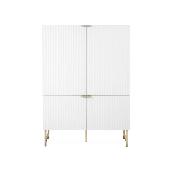 Vaisselier Blanc graphique Buffet Haut Armoire de Salon blanche