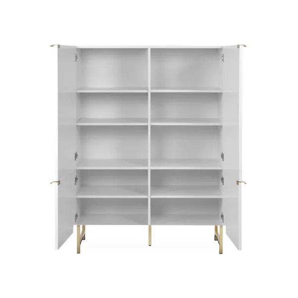 Vaisselier Blanc graphique Buffet Haut Armoire de Salon blanche