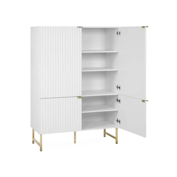 Vaisselier Blanc graphique Buffet Haut Armoire de Salon blanche