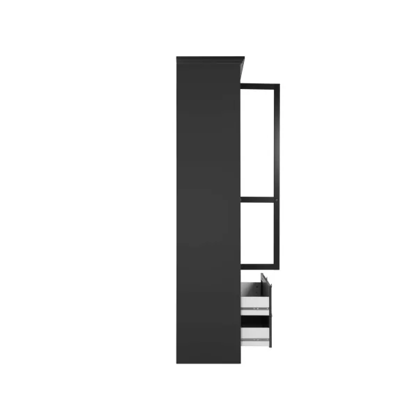 Vitrine Anthracite de Salon 2 Portes 2 Tiroirs Buffet Haut Armoire de Salon