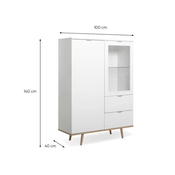 Vitrine de Salon Blanche Buffet Haut Armoire de Salon blanche