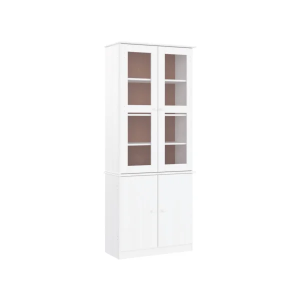 Vitrine en Verre Blanche Bois de pin Massif Vaisselier de Salon Blanc