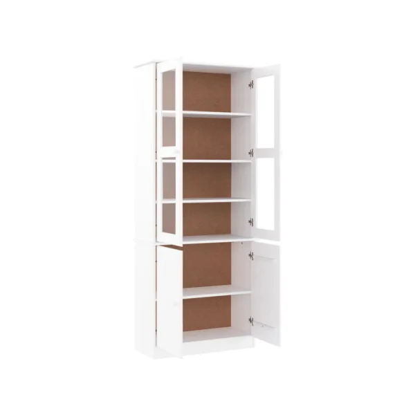 Vitrine en Verre Blanche Bois de pin Massif Vaisselier de Salon Blanc